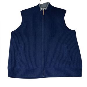 Duluth Trading Shetland Wool Sweater Vest Mens 2XL Navy Full Zip Workwear